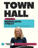 Flyer advertising town hall with picture of Rep. Morrison