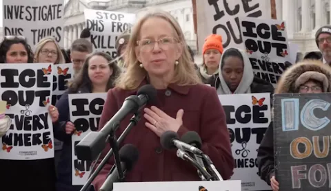 Rep. Morrison speaks at a rally